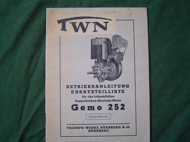 betriebsanleitung TWN GEMO 252 doppelkolben 1950 stationaire motor