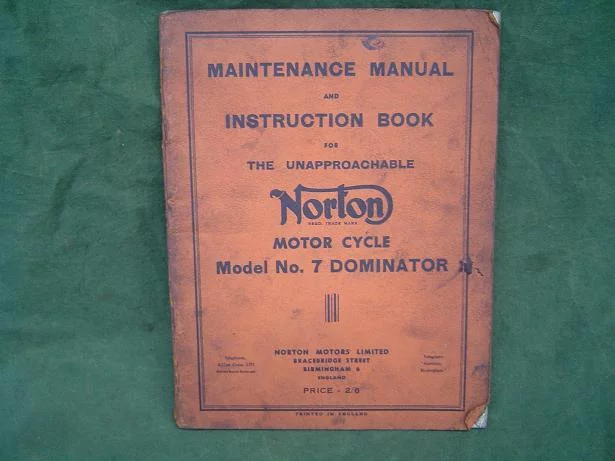 NORTON model no. 7 Dominator 1953 instruction book