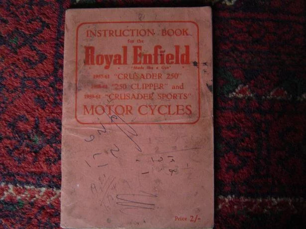 ROYAL ENFIELD 1957 – 1961 Cruisader 250 , clipper 250 instruction book