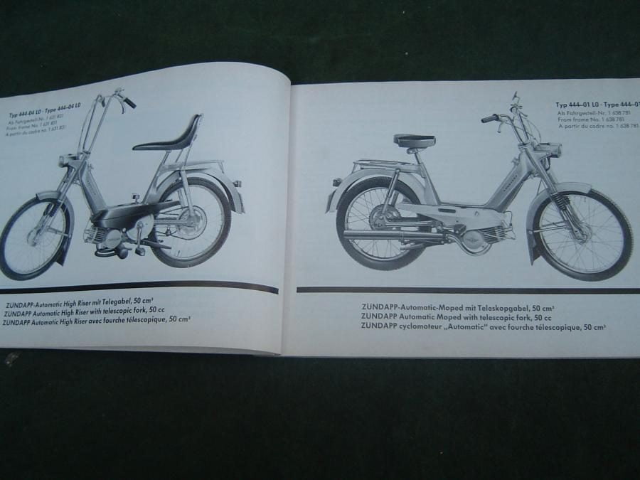 ZÜNDAPP automatic typen 444 1973 ersatzteil katalog