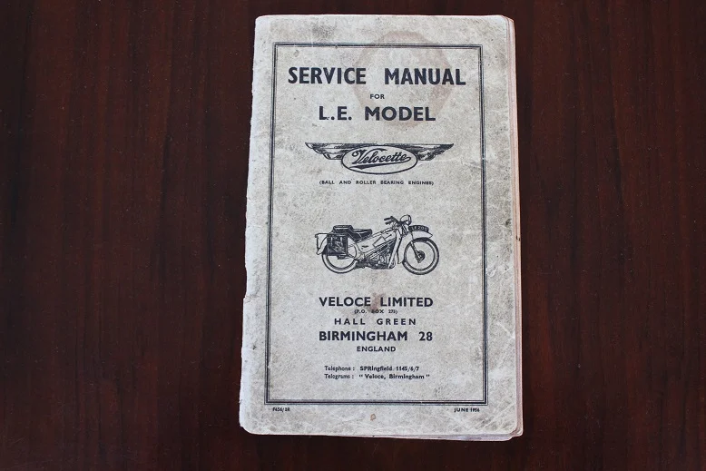 VELOCETTE 1956 L.E. model motorcycle service manual handboek