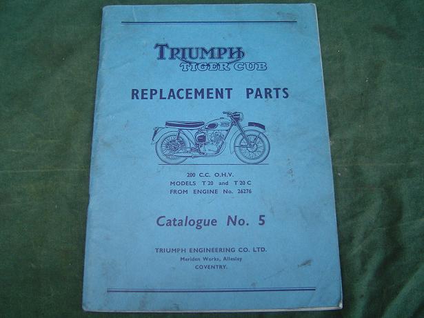 TRIUMPH TIGER CUB T20 T20C 200 Cc OHV Parts List - Simons Motorcycle Books