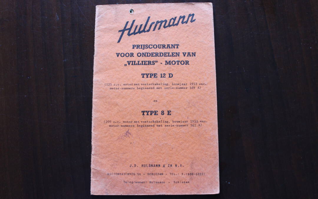 HULSMANN VILLIERS type 12D en type 8E 1953 onderdelen boek 125cc en 200cc motoren