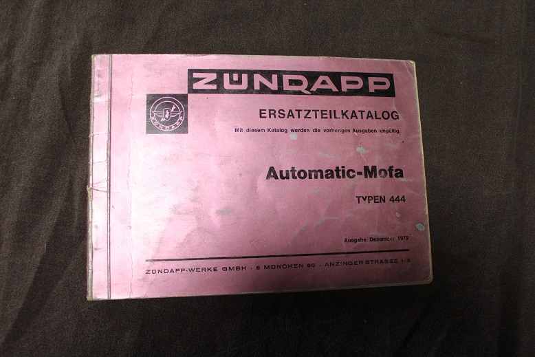 Zündapp typen 444 Automatic mofa 1975 ersatzteil katalog