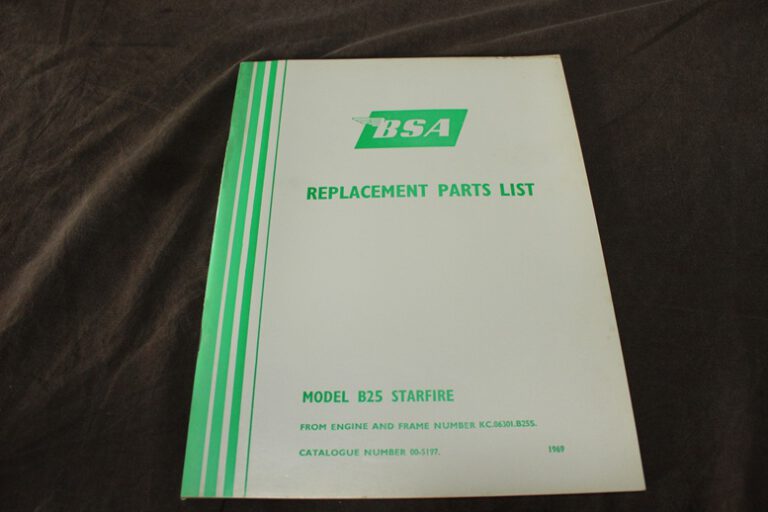 BSA B25 Starfire 1969 motorcycle parts list
