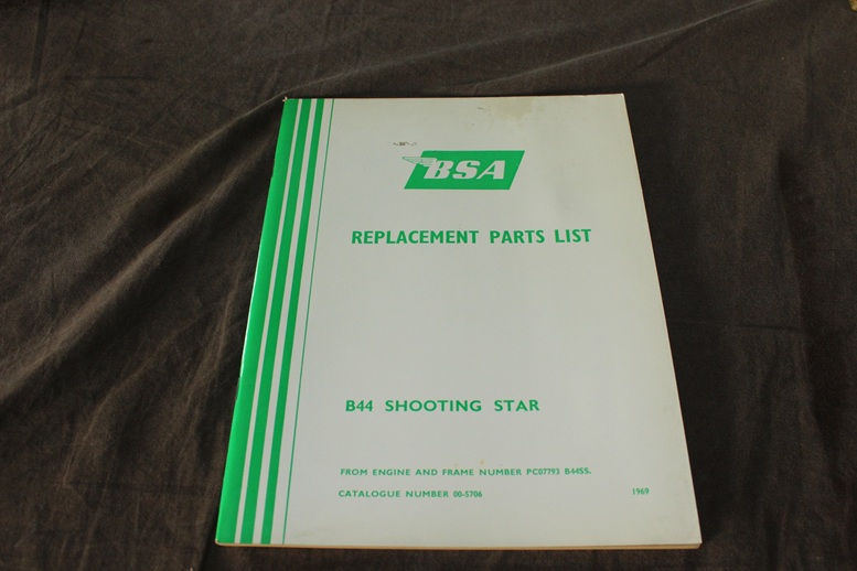 BSA B44 Shooting Star 1969 motorcycle parts list