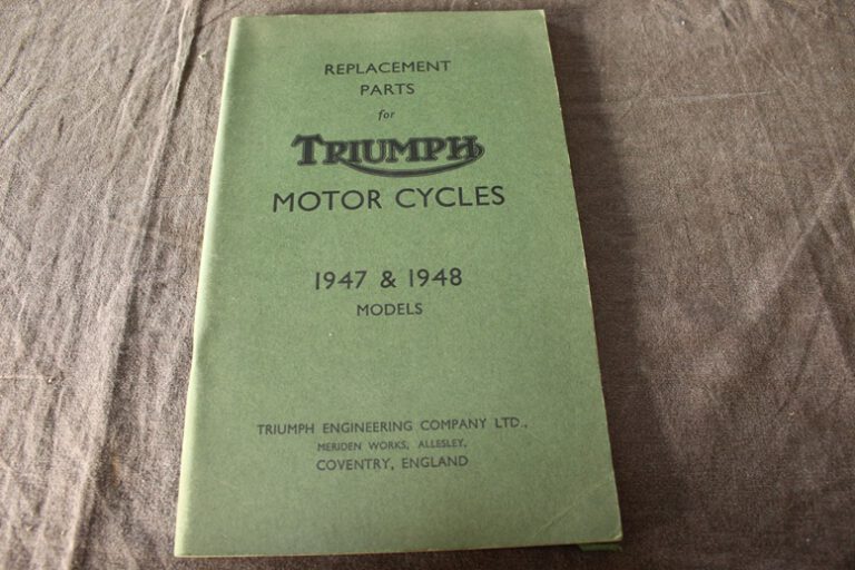 Triumph 1947/1948 motorcycle parts list
