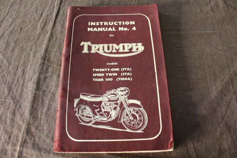 Triumph 1962 motorcycle instruction manual 3TA 5TA T100A