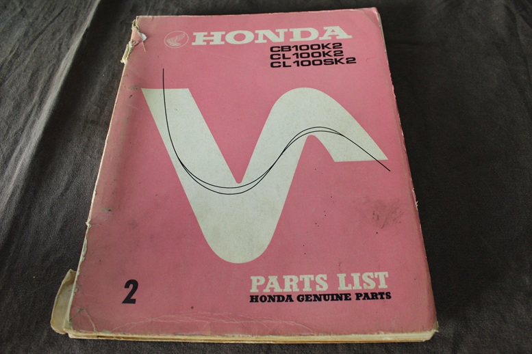 Honda CB100 K2 CL100 K2 SK2 singels 1972 motorcycle parts list CB100K2 CL100K2