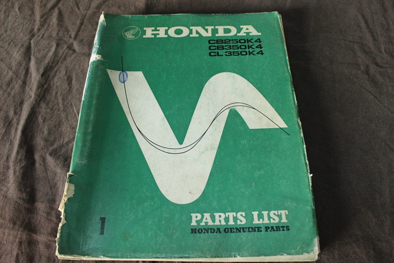 Honda CB250 CB350 CL350 K4 1972 motorcycle parts list CB250K4 CB350K4 CL350K4