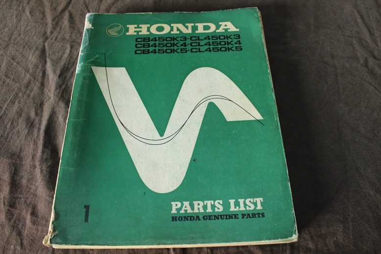 Honda CB450 CL450 K3 K4 K5 1972 motorcycle parts list CB450K3
