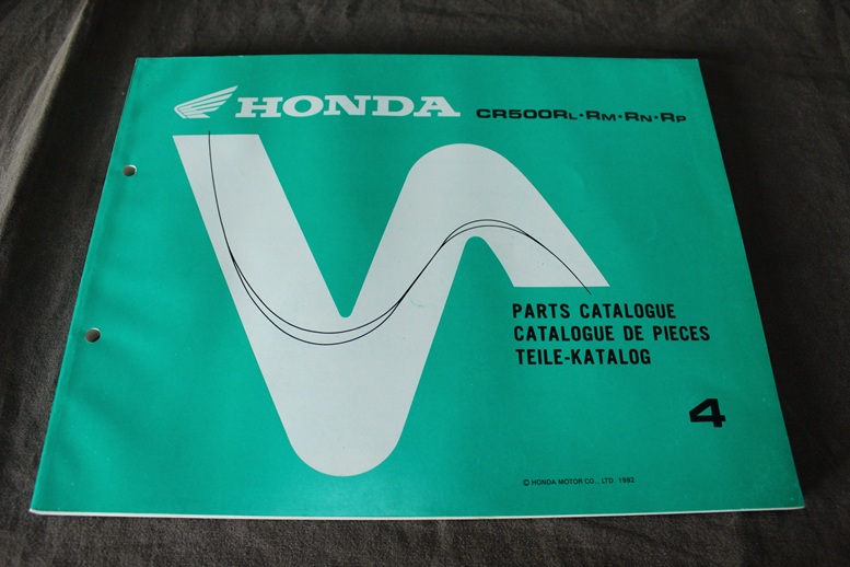 Honda CR500R 1992 motorcycle parts catalogue CR500 R