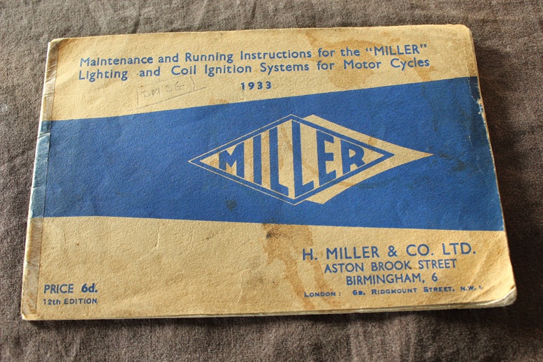 Miller 1933 maintenance manual for lightning and coil ingnition systems for motorcycles