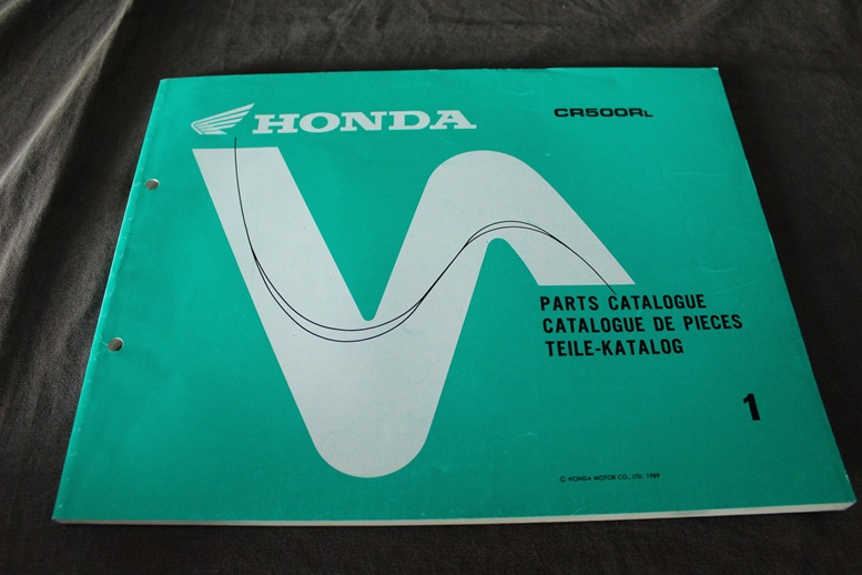 Honda CR500R 1989 motorcycle parts catalogue CR500 Rl teile katalog